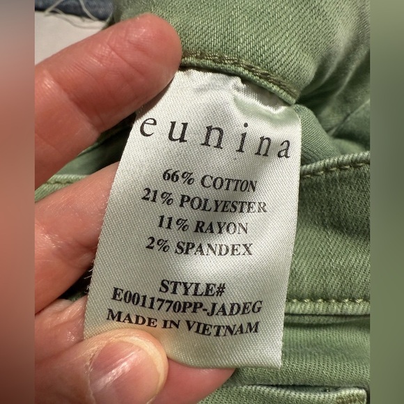 Eunina Women's Green Dawn Wide Leg Super High Rise Crop Jeans Size 29 - Picture 7 of 8